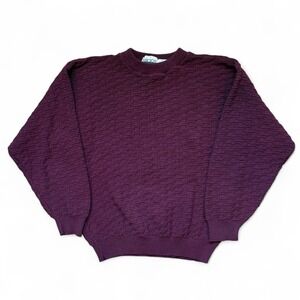 Vintage Anchor Bay Cable Knit Sweater Adult Medium Burgundy Pullover 90s Y2K VTG